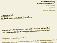Offener Brief ans ZDF: Keine literarische Kaffeefahrten mehr