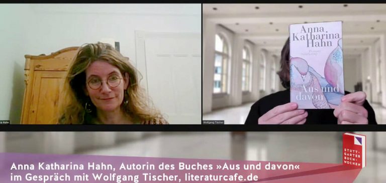Anna Katharina Hahn im Gespräch mit Wolfgang Tischer (Zoom-Screenshot)