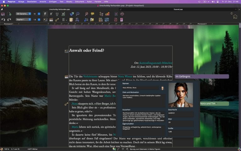 Papyrus im Dunkelmodus (Screenshot)