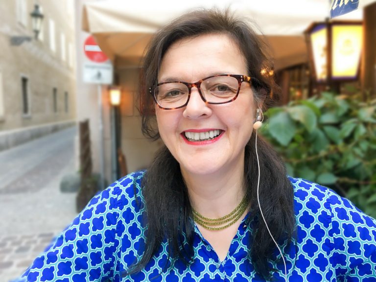 Doris Brockmann bei der Aufzeichnung des Bachmannpreis-Podcasts