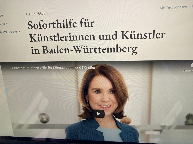 Von der groß angekündigten Hilfe für Künstler fällt für Autorinnen und Autoren kaum etwas ab (Screenshot der Website des Baden-Württemberigschen Ministeriums für Wissenschaft und Kunst)