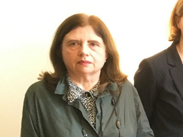 Die Autorin und Büchnerpreisträgerin Sibylle Lewitscharoff auf der Tagung des Deutschen Literaturfonds in Leipzig