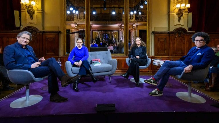 Die Quartett-Besetzung vom 27. Januar 2023 (von links): Jakob Augstein, Thea Dorn, Shelly Kupferberg und Ijoma Mangold (Foto: ZDF/Svea Pietschmann)