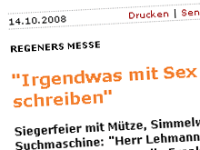 Buchmesse: Sven Regener bloggt auf SPIEGEL ONLINE wie arte ihn bei Interviews filmt