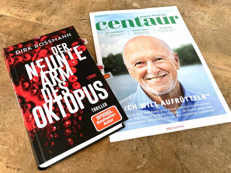 Als Coverboy wirbt Roßmann auch in der eigenen Kundenzeitschrift »centaur« für das Buch von Rossmann
