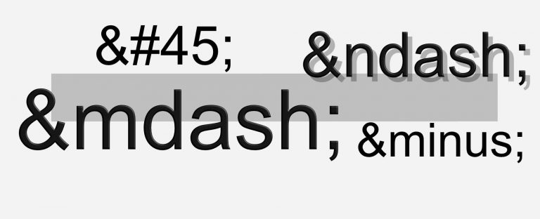 Verschiedene Striche und ihre HTML-Kodierungen