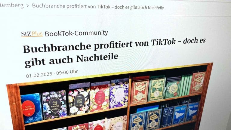 Leider hinter der Paywall: Artikel der Stuttgarter Zeitung über TikTok und Buchhandel