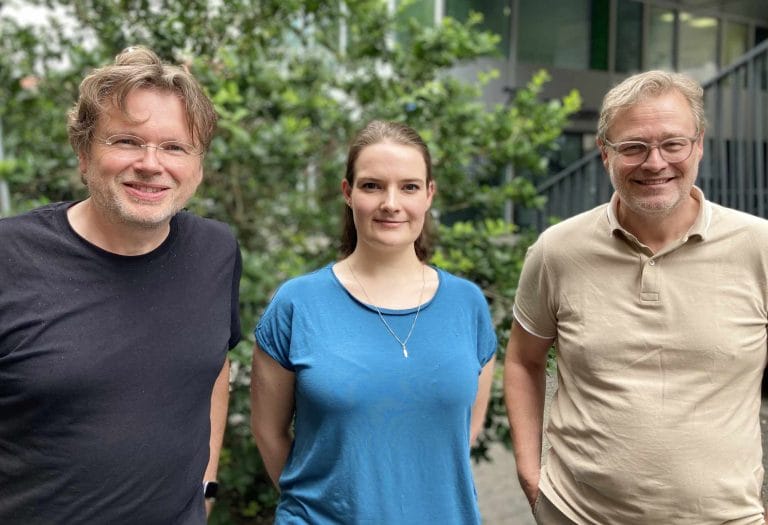 Nach der Podcast-Aufnahme (v. l. n. r.): Wolfgang Tischer, Melissa Ratsch und Michael Döschner-Apostolidis