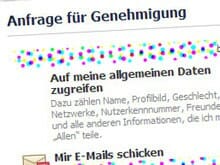 Eine Facebook-Anwendung will Zugriff auf Ihre Daten